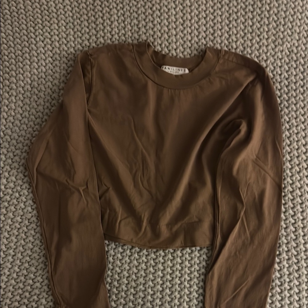 Brown Long Sleeve Crop Top